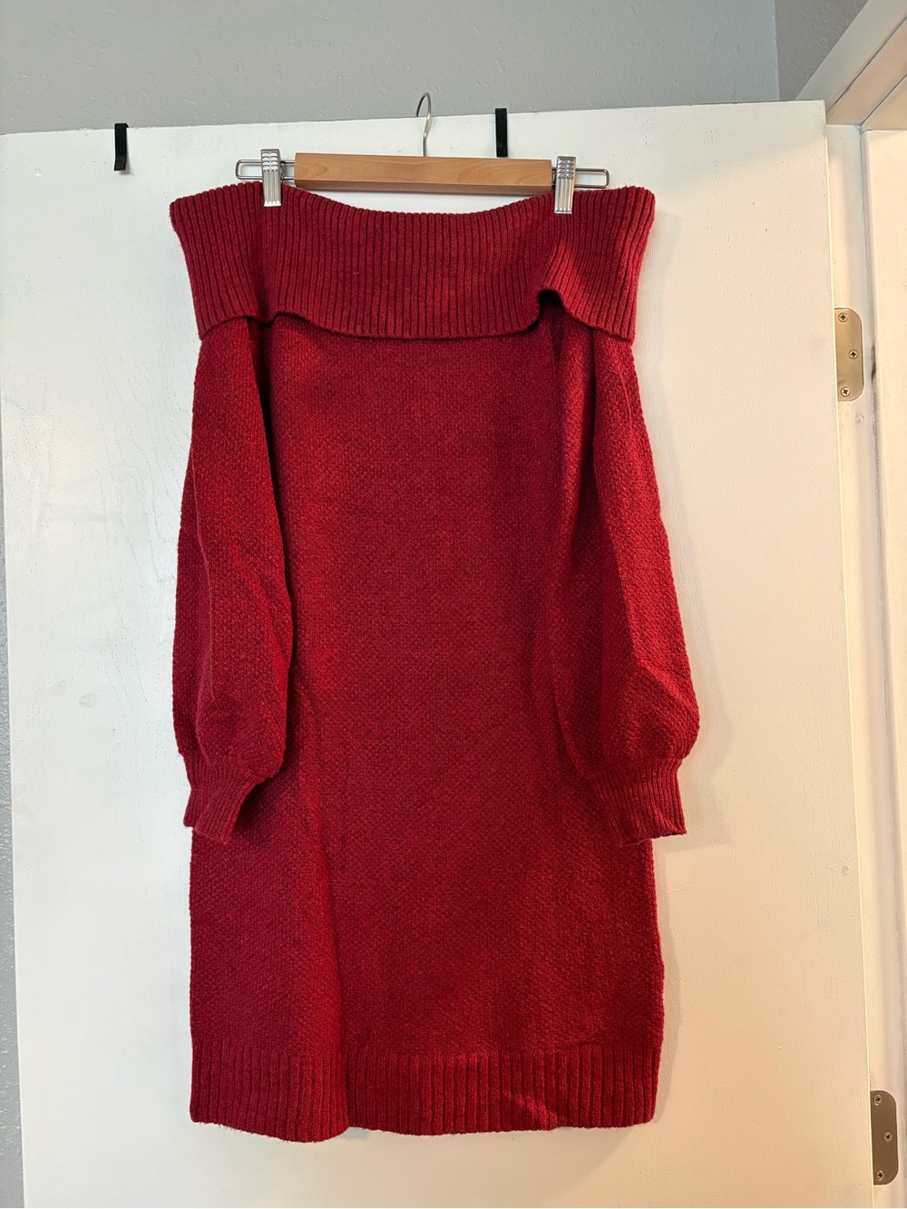 American Eagle Outfitters Off-Shoulder Red Sweater Dress